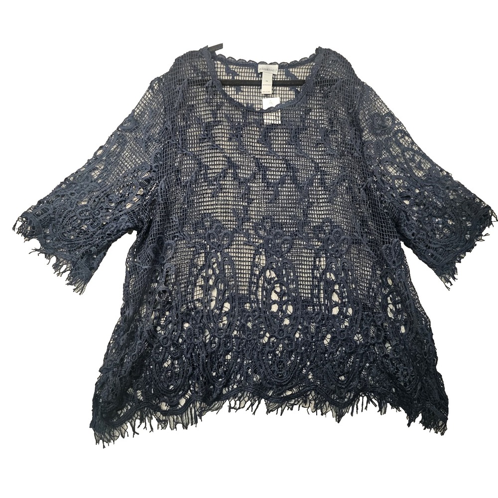 Catherines Lace Top Womens‎ 3X Sheer Crotchet Whimsical Festival Fairy Romantic